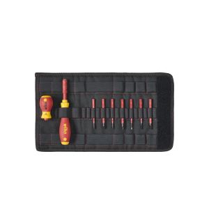 Wiha Screwdriver and bit set slimVario® screwdriver Slotted, Phillips, Pozidriv, 10-pcs. incl. folding bag (41232)