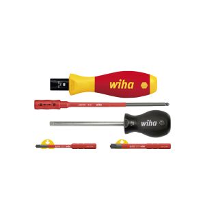 Wiha Torque screwdriver set TorqueVario®-S electric 0,8-5,0 Nm PlusMinus/Pozidriv variably adjustable torque limit 5-pcs. (38074)