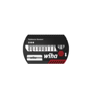 Wiha Set di inserti FlipSelector Standard 25 mm Phillips. Pozidriv. TORX® 15 pz. 1/4" C6.3 con clip per cintura (39060)